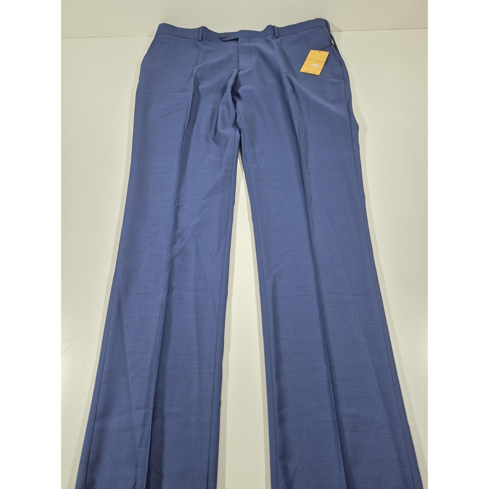 Galante Dress Pants Mens 44x36 Blue Wool Flat Front Classic Unhemmed Italy NWT